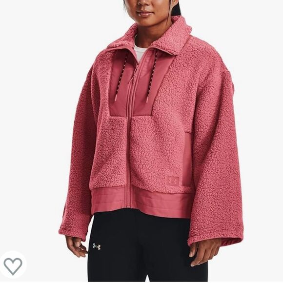 $130 Under Armour Women's Legacy Sherpa Full-Zip Jacket in Deco Rose NWT - Picture 1 of 12